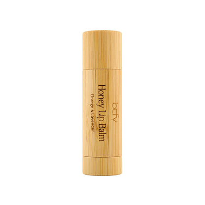 BTFY Honey Lip Balm 5g in Orange &amp; Lavender, in an engraved bamboo tube